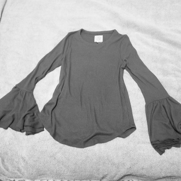 CHASER Gray Ribbed Top Flounce Sleeve Size Medium NWT Host Pick - Picture 2 of 9